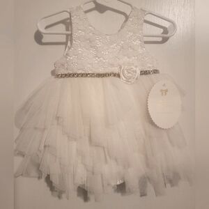 Baby girl formal, baptism, flower girl, birthday, floral ivory dress 9 months